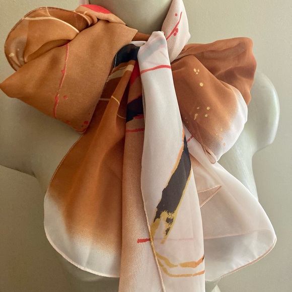 Large abstract CHIFFON scarf - Picture 5 of 12